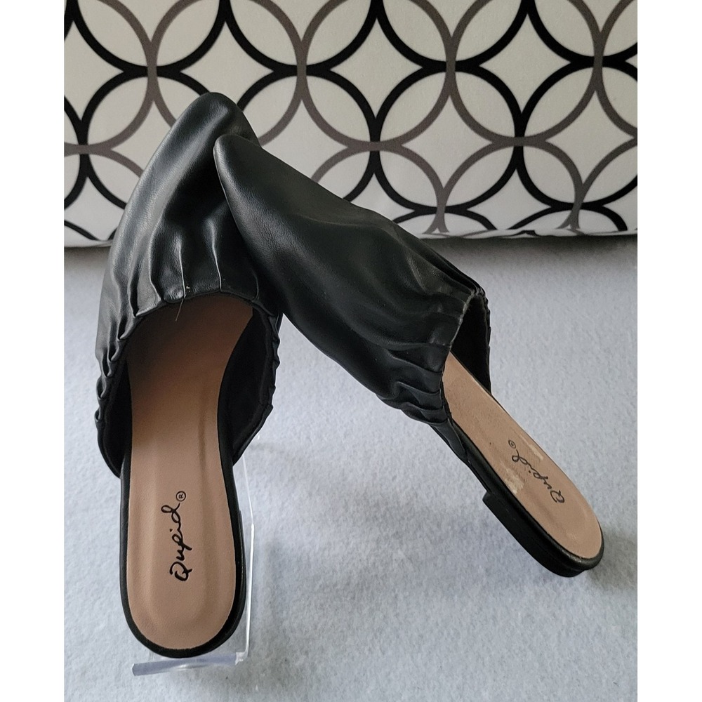 Qupid Womens Size 7 Slip On Black Suede Casual Pointed Toe Comfort Flats - Picture 5 of 7